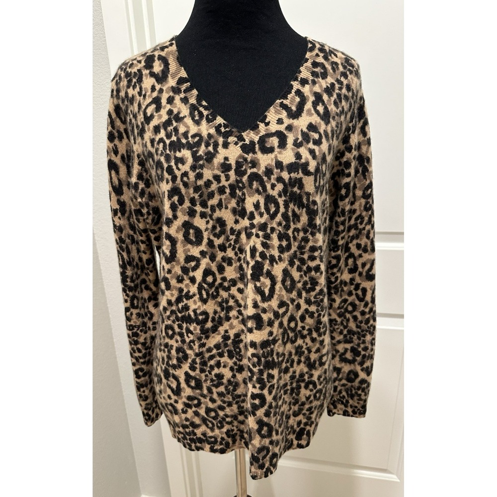 CHARTER CLUB Size L 100% Cashmere Cheetah Animal Print Sweater
